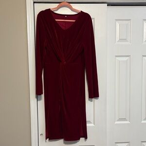 Chic Long Sleeve Burgundy Dress